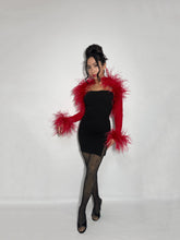 Red Ostrich Feather Bolero - Crop Coat
