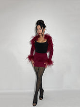 Burgundy Ostrich Feather Bolero - Crop Coat