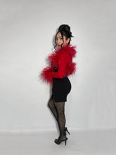 Red Ostrich Feather Bolero - Crop Coat