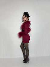 Burgundy Ostrich Feather Bolero - Crop Coat