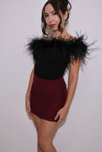 Off the shoulder, Black, Ostrich Feather Top