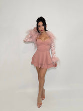 Blush Pink Ostrich Feather Bolero - Lace Crop Coat