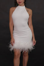 GIA - White Backless Dress with Ostrich Feathers