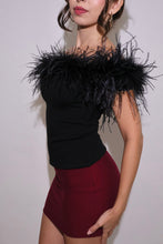 Off the shoulder, Black, Ostrich Feather Top