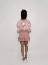 Blush Pink Ostrich Feather Bolero - Lace Crop Coat