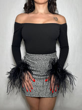 Off the shoulder, Black , Bodysuit with Ostrich Feathers