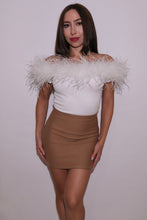 Off the shoulder, White, Ostrich Feather Top