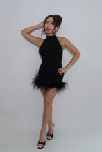 GIA - Black Backless Dress with Ostrich Feathers