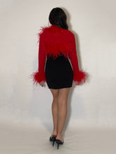 Red Ostrich Feather Bolero - Crop Coat