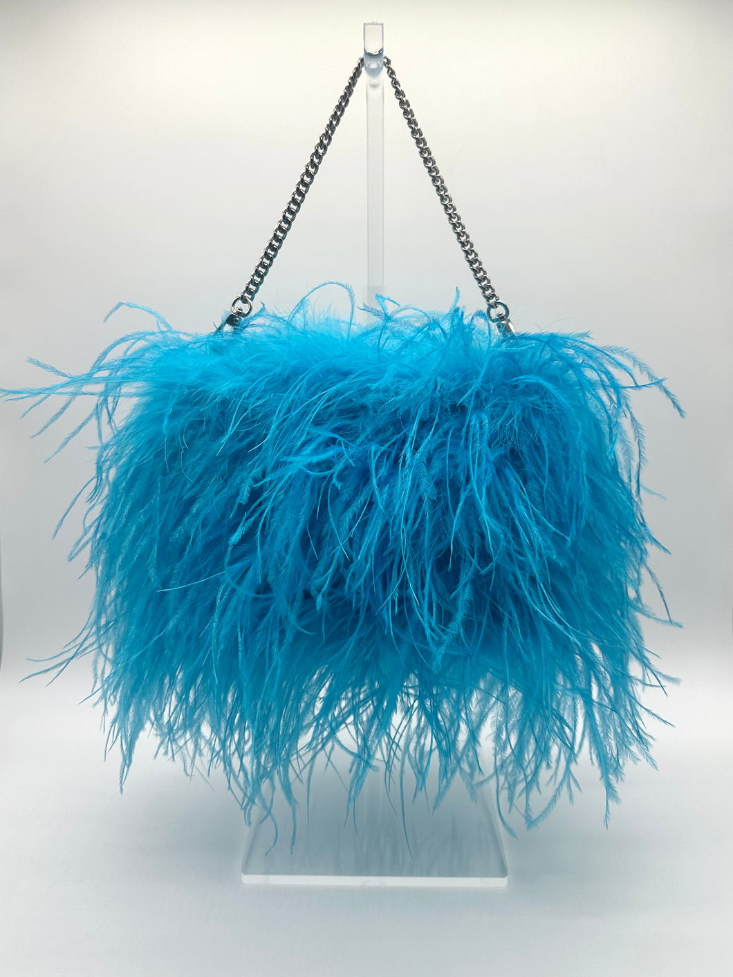 Turquoise Ostrich Feather Bag