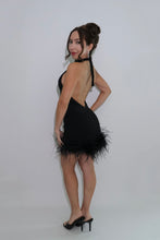 GIA - Black Backless Dress with Ostrich Feathers