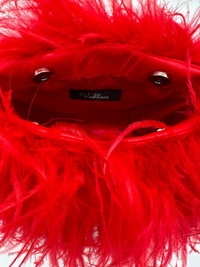 Red ostrich feather handbag, inside