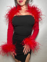 Red Ostrich Feather Bolero - Crop Coat