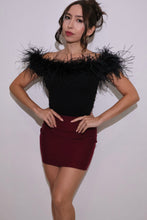 Off the shoulder, Black, Ostrich Feather Top