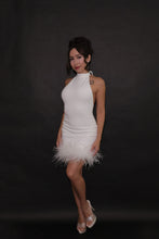 GIA - White Backless Dress with Ostrich Feathers