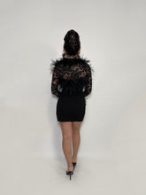 Black Ostrich Feather Bolero - Lace Crop Coat