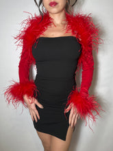 Red Ostrich Feather Bolero - Crop Coat