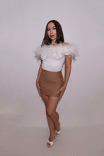 Off the shoulder, White, Ostrich Feather Top