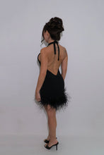 GIA - Black Backless Dress with Ostrich Feathers