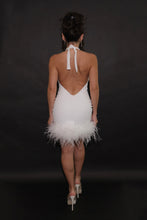 GIA - White Backless Dress with Ostrich Feathers