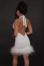 GIA - White Backless Dress with Ostrich Feathers