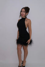 GIA - Black Backless Dress with Ostrich Feathers