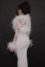 White Lace Ostrich Feather Bolero