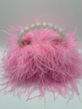 Pink Ostrich Feather Bag with Rose Quartz stone bead handle