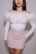 Off the shoulder, White, Ostrich Feather Top
