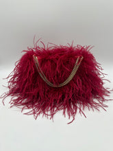 Burgundy Ostrich Feather Bag