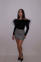 Off the shoulder, Black, Ostrich Feather Top