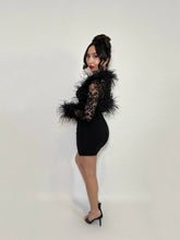 Black Ostrich Feather Bolero - Lace Crop Coat