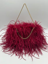 Burgundy Ostrich Feather Bag