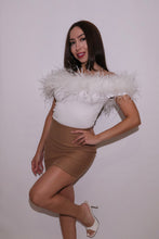Off the shoulder, White, Ostrich Feather Top