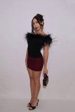 Off the shoulder, Black, Ostrich Feather Top