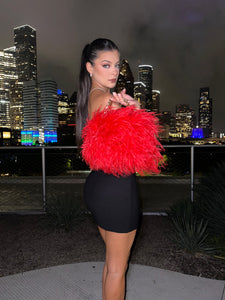 Red Ostrich Feather Bag