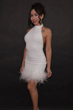 GIA - White Backless Dress with Ostrich Feathers