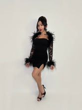 Black Ostrich Feather Bolero - Lace Crop Coat