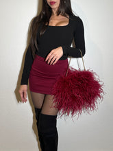 Burgundy Ostrich Feather Bag