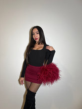 Burgundy Ostrich Feather Bag