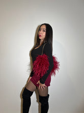 Burgundy Ostrich Feather Bag