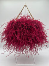 Burgundy Ostrich Feather Bag