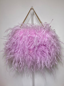 Lavender Ostrich Feather Bag (14 inch chain)