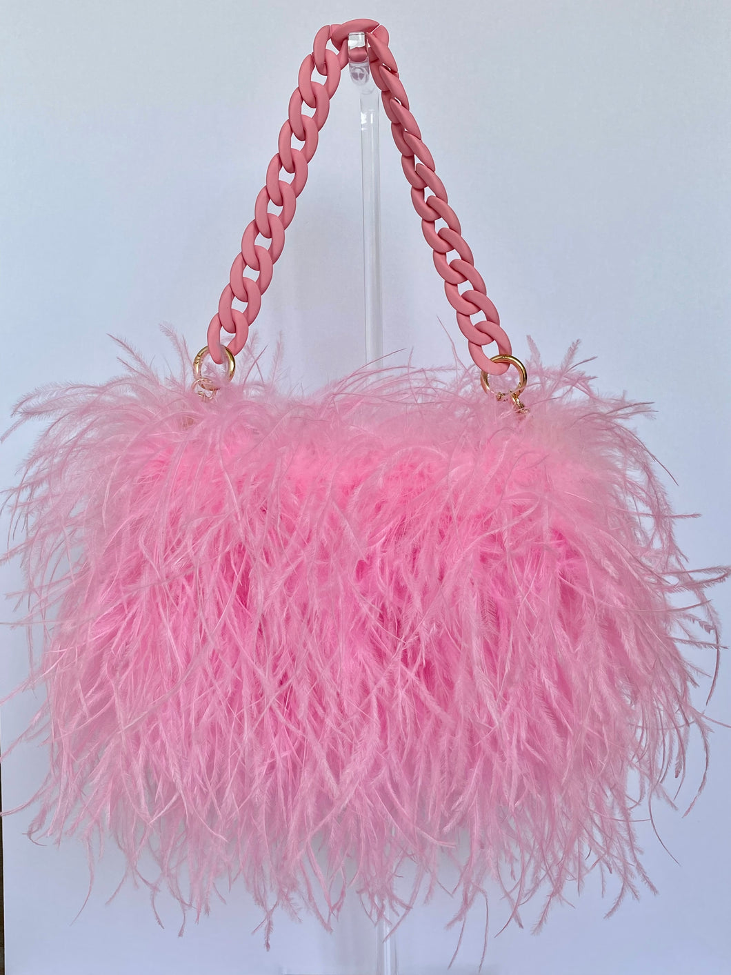 Baby Pink Ostrich Feather Bag
