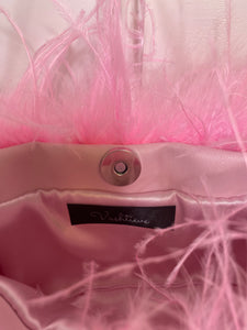 Baby Pink Ostrich Feather Bag with pink chain