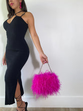 Fuchsia / Hot Pink Ostrich Feather Bag (14 inch chain)