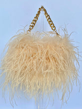 Champagne Full Size Ostrich Feather Bag