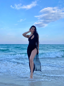 Valencia - Black One Piece Swimsuit with cover up