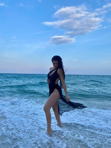 Valencia - Black One Piece Swimsuit with cover up