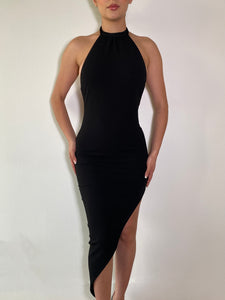 Gia - Black Backless Asymmetrical Dress
